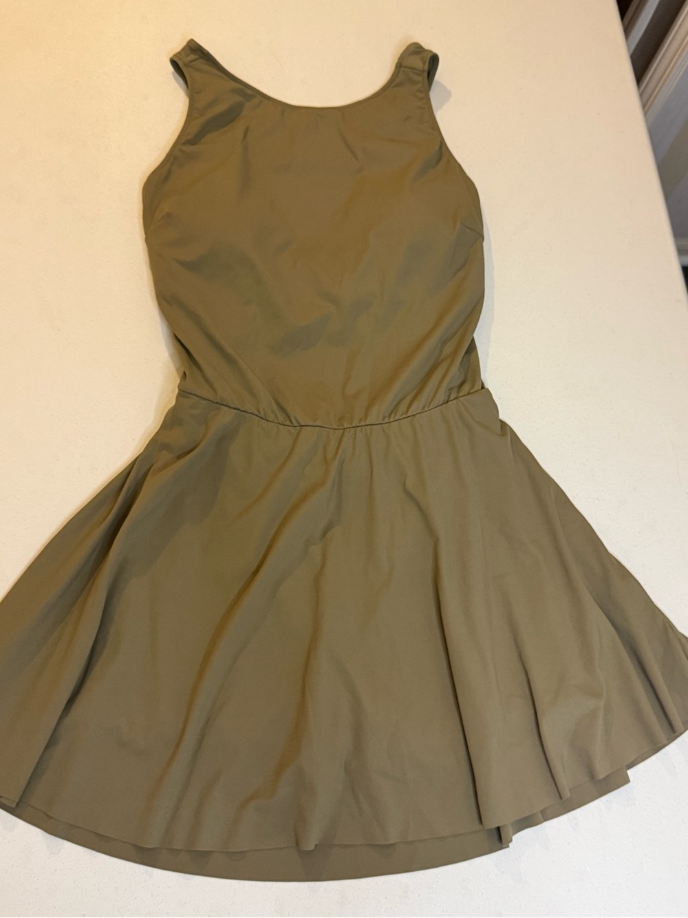 Halara Women’s Olive Green Athletic Dress Built In Bra & Shorts Dress Size S